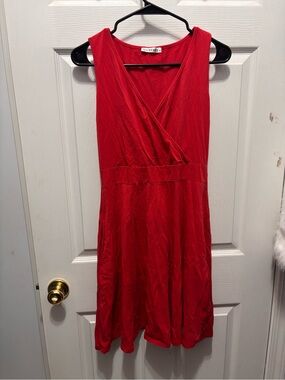Red Sleeveless Wrap Dress by Guberry WITH pockets!